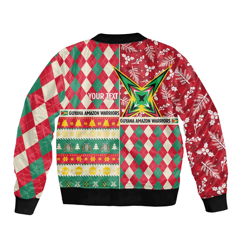 Personalized Amazon Warriors Cricket Christmas Sleeve Zip Bomber Jacket Guyana Merry Xmas - Wonder Print Shop