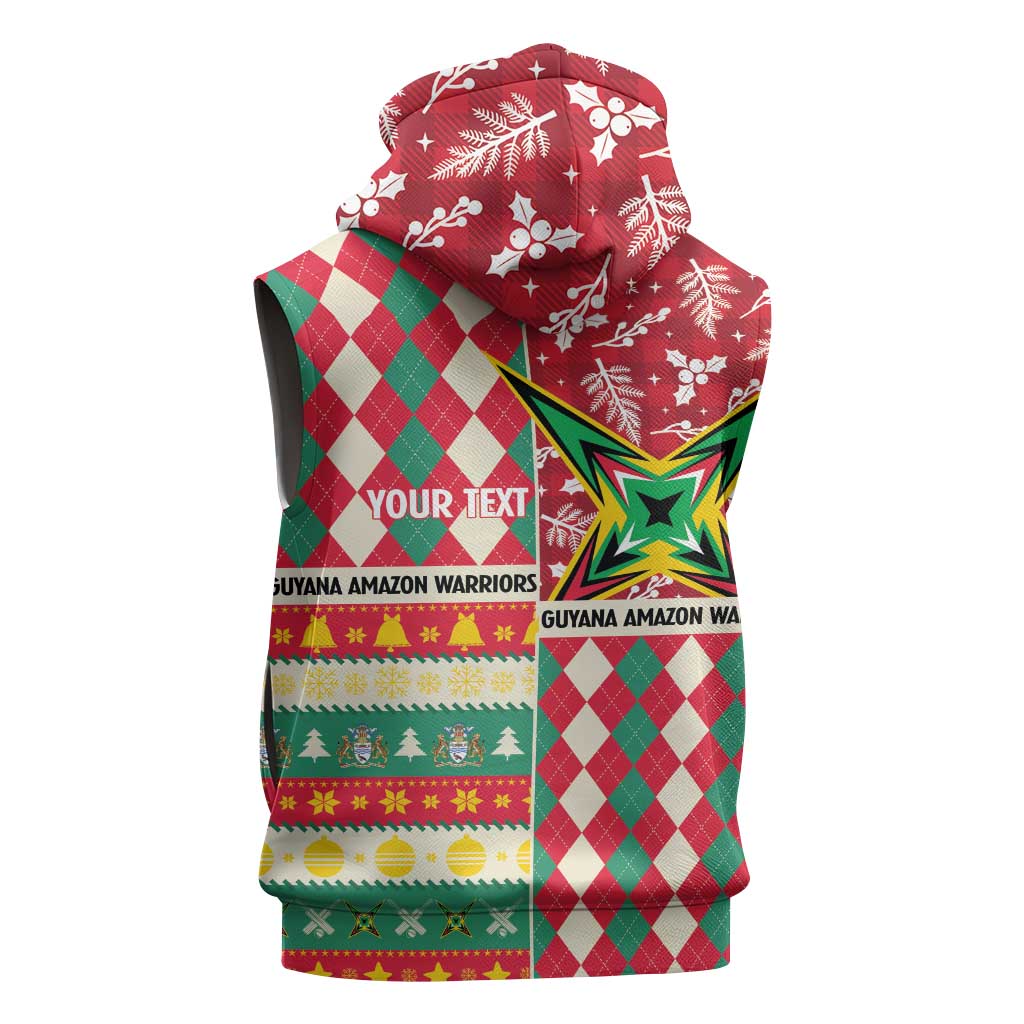 Personalized Amazon Warriors Cricket Christmas Sleeveless Hoodie Guyana Merry Xmas - Wonder Print Shop