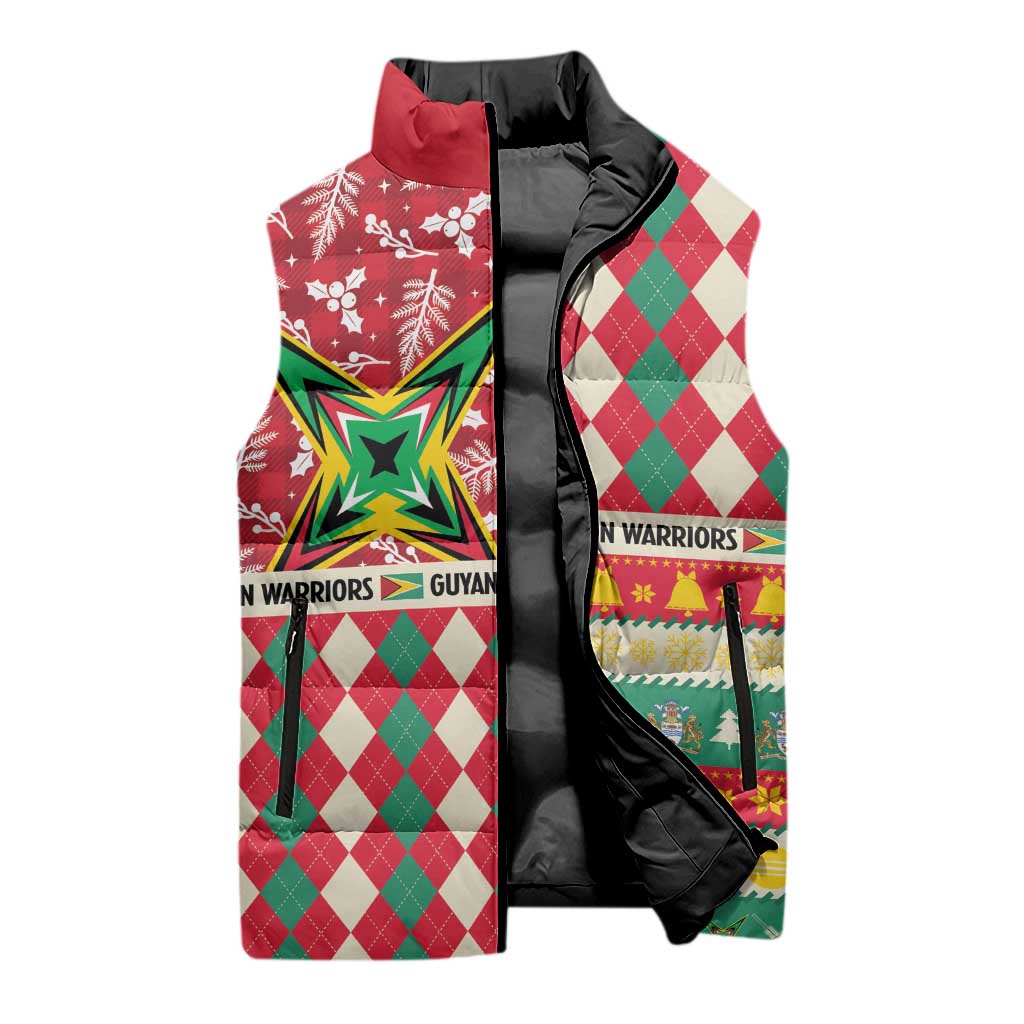 Personalized Amazon Warriors Cricket Christmas Sleeveless Puffer Jacket Guyana Merry Xmas - Wonder Print Shop