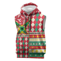 Personalized Amazon Warriors Cricket Christmas Sleeveless Zip Hoodie Guyana Merry Xmas - Wonder Print Shop