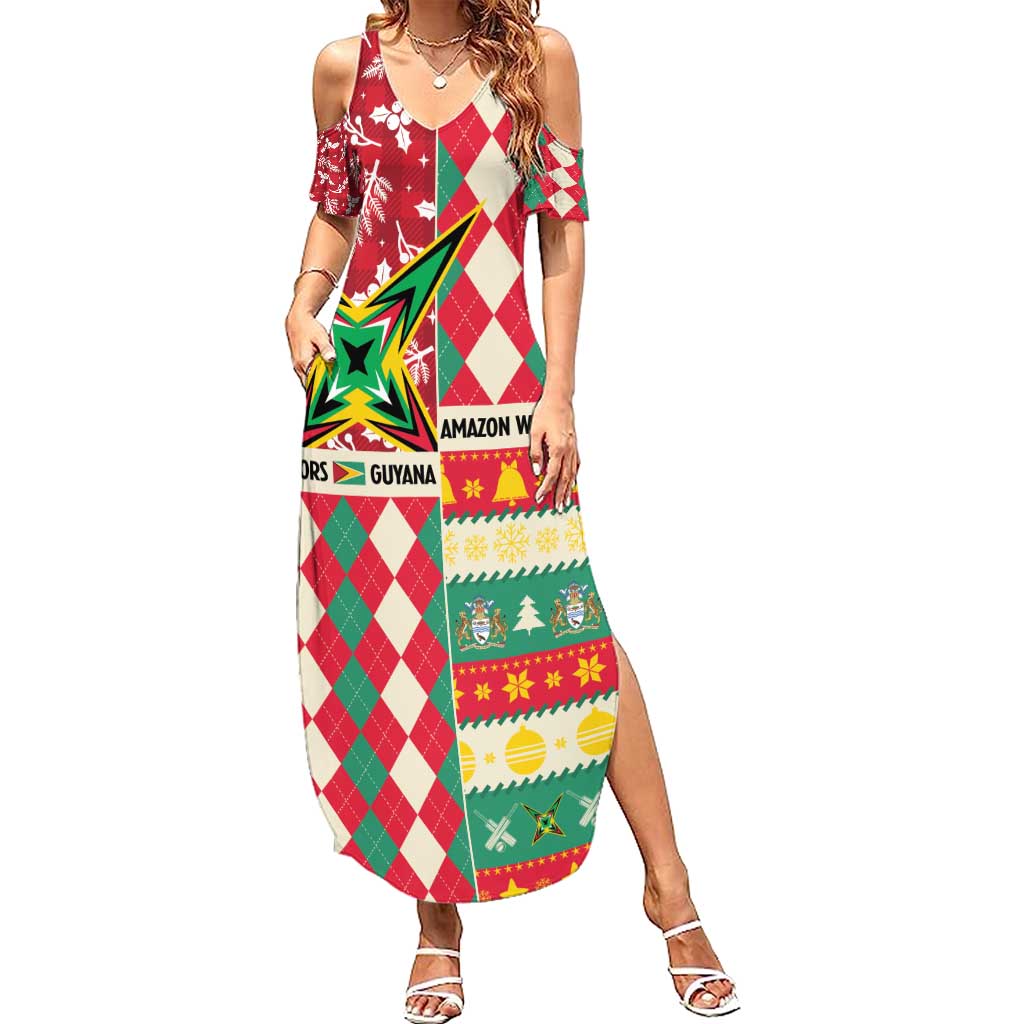 Personalized Amazon Warriors Cricket Christmas Summer Maxi Dress Guyana Merry Xmas - Wonder Print Shop