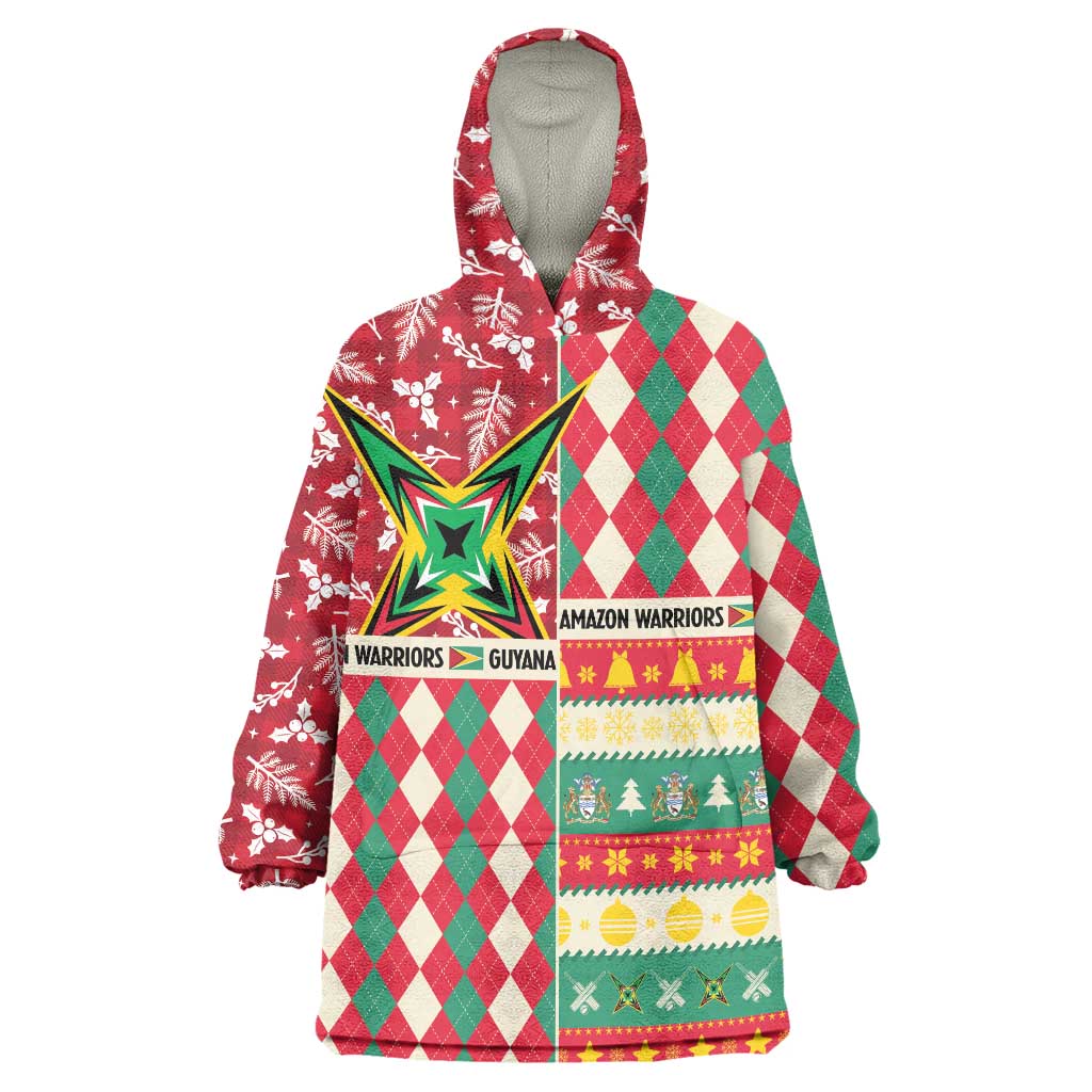 Personalized Amazon Warriors Cricket Christmas Wearable Blanket Hoodie Guyana Merry Xmas - Wonder Print Shop