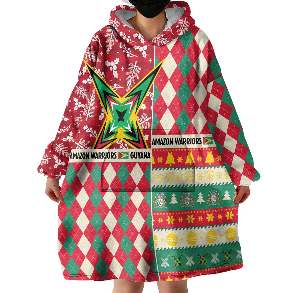 Personalized Amazon Warriors Cricket Christmas Wearable Blanket Hoodie Guyana Merry Xmas - Wonder Print Shop