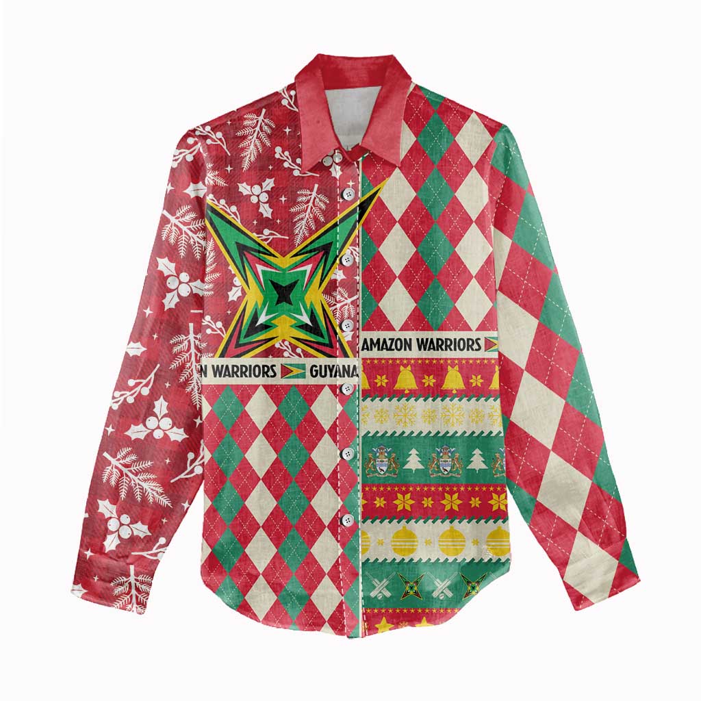 Personalized Amazon Warriors Cricket Christmas Women Casual Shirt Guyana Merry Xmas - Wonder Print Shop