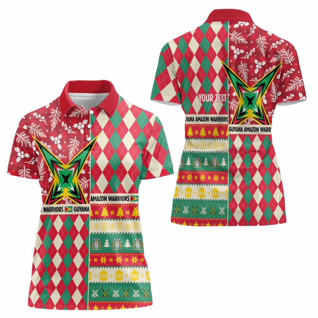Personalized Amazon Warriors Cricket Christmas Women Polo Shirt Guyana Merry Xmas - Wonder Print Shop