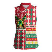 Personalized Amazon Warriors Cricket Christmas Women Sleeveless Polo Shirt Guyana Merry Xmas - Wonder Print Shop