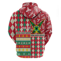 Personalized Amazon Warriors Cricket Christmas Zip Hoodie Guyana Merry Xmas - Wonder Print Shop