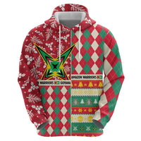 Personalized Amazon Warriors Cricket Christmas Zip Hoodie Guyana Merry Xmas - Wonder Print Shop