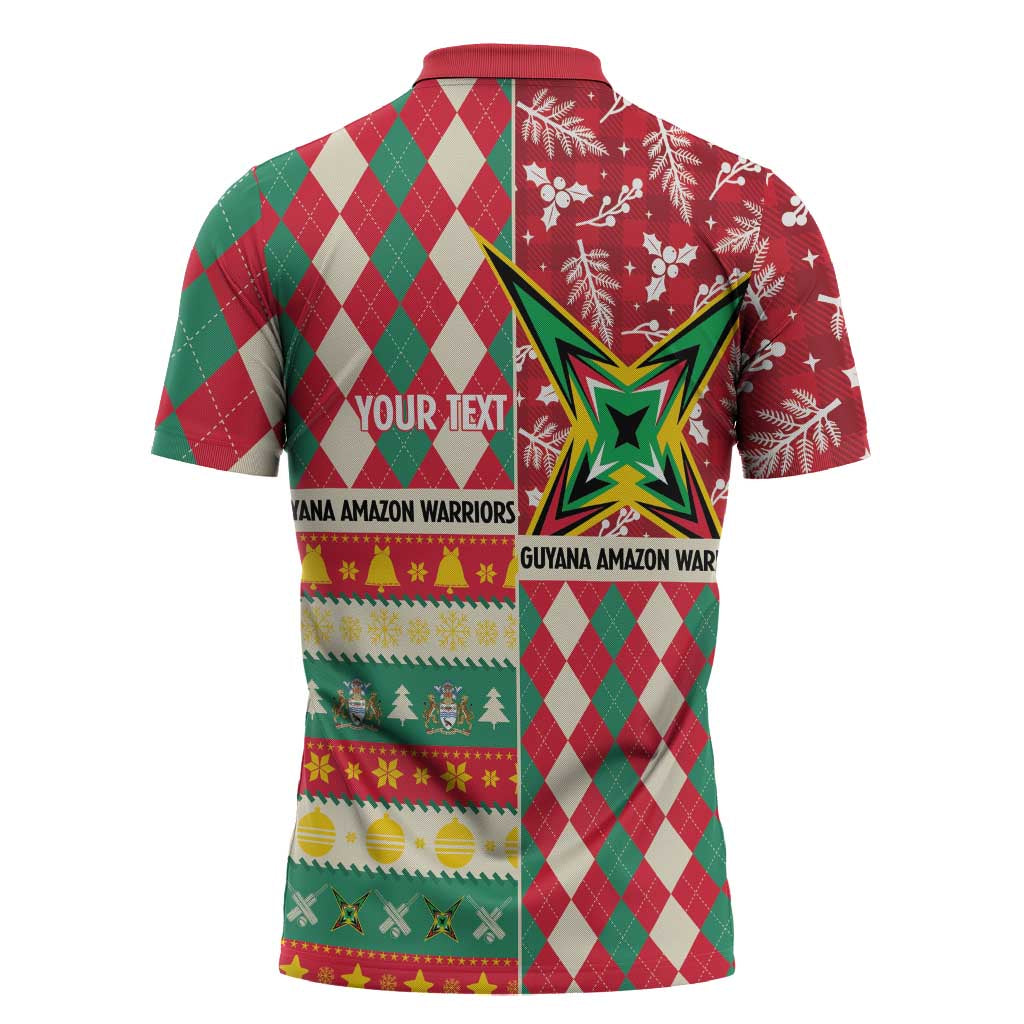 Personalized Amazon Warriors Cricket Christmas Zipper Polo Shirt Guyana Merry Xmas - Wonder Print Shop