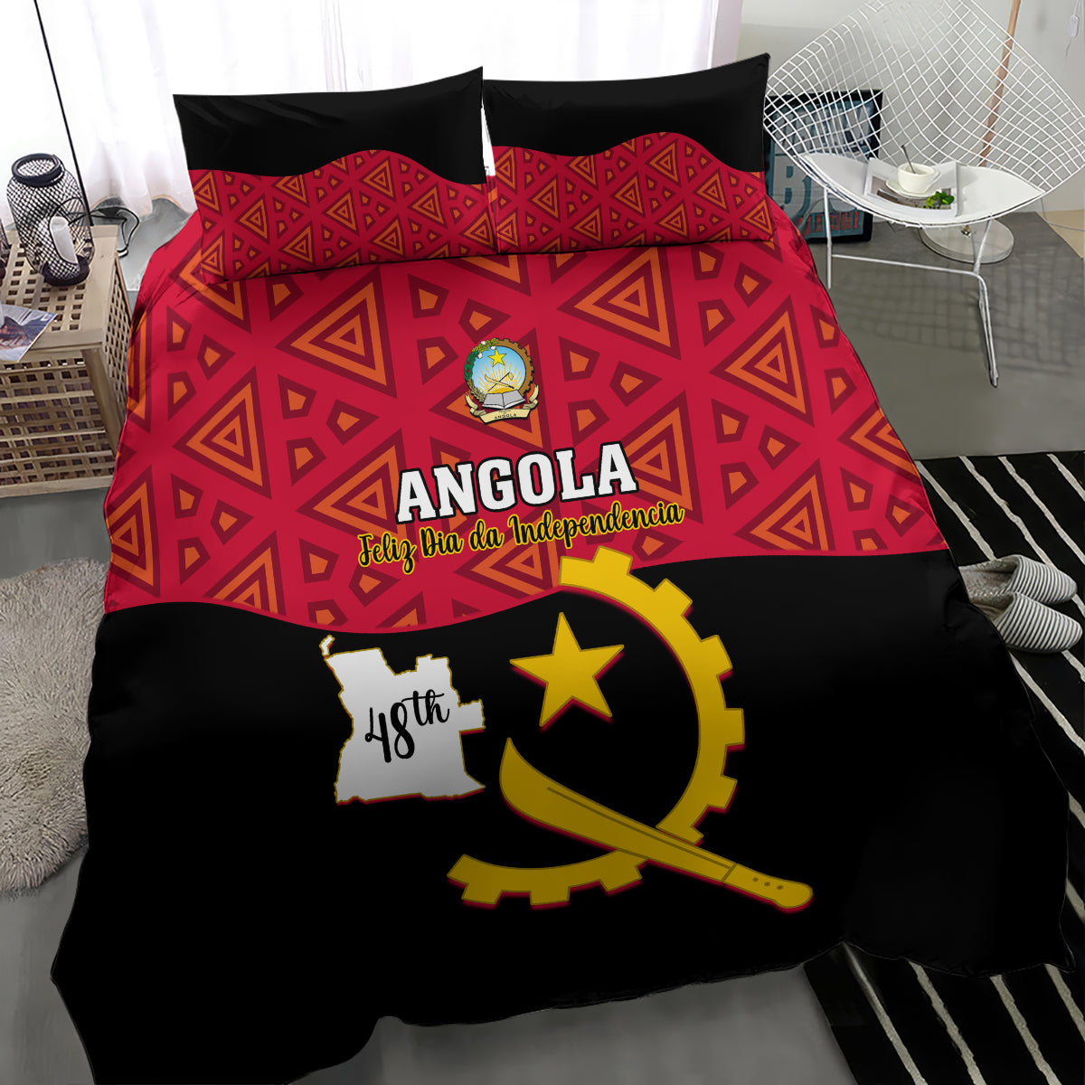 Personalised Angola Independence Day Bedding Set Angolan Samakaka With Giant Sable Antelope - Wonder Print Shop