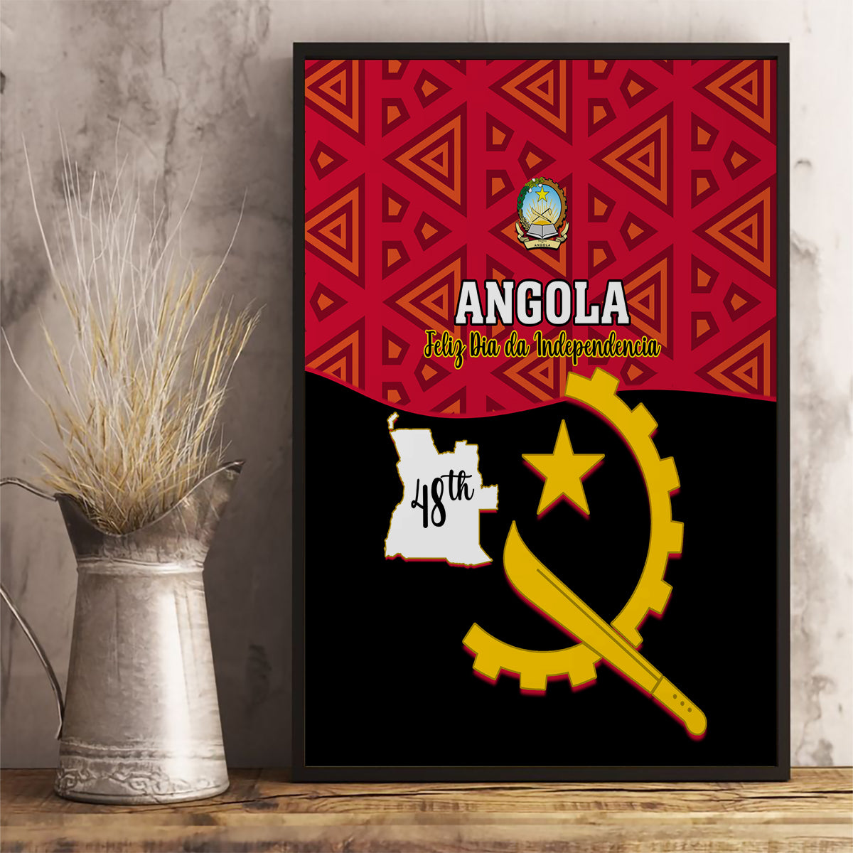 Personalised Angola Independence Day Canvas Wall Art Angolan Samakaka With Giant Sable Antelope - Wonder Print Shop