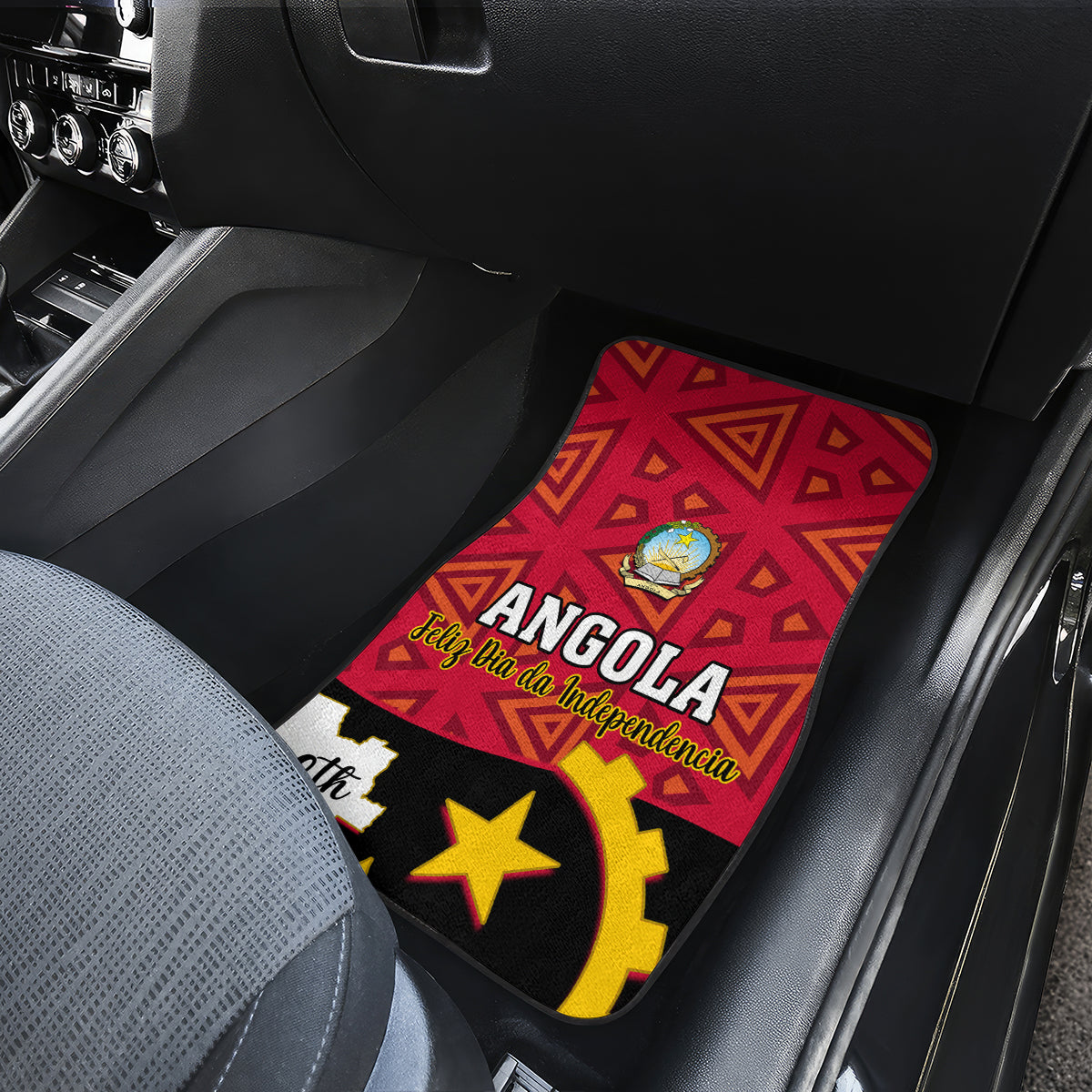 Personalised Angola Independence Day Car Mats Angolan Samakaka With Giant Sable Antelope - Wonder Print Shop