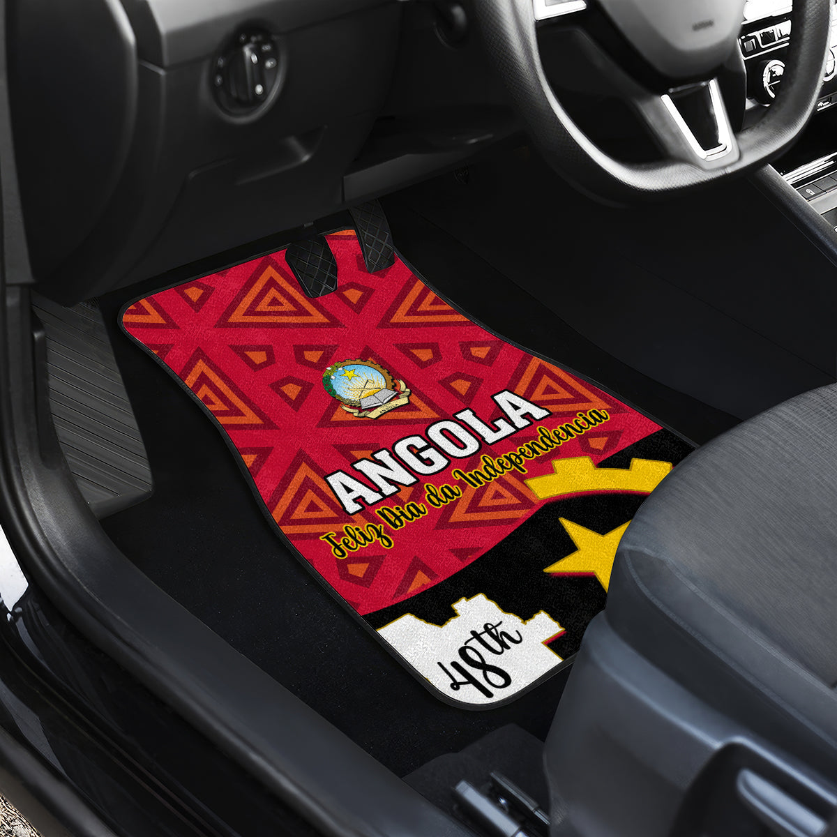 Personalised Angola Independence Day Car Mats Angolan Samakaka With Giant Sable Antelope - Wonder Print Shop