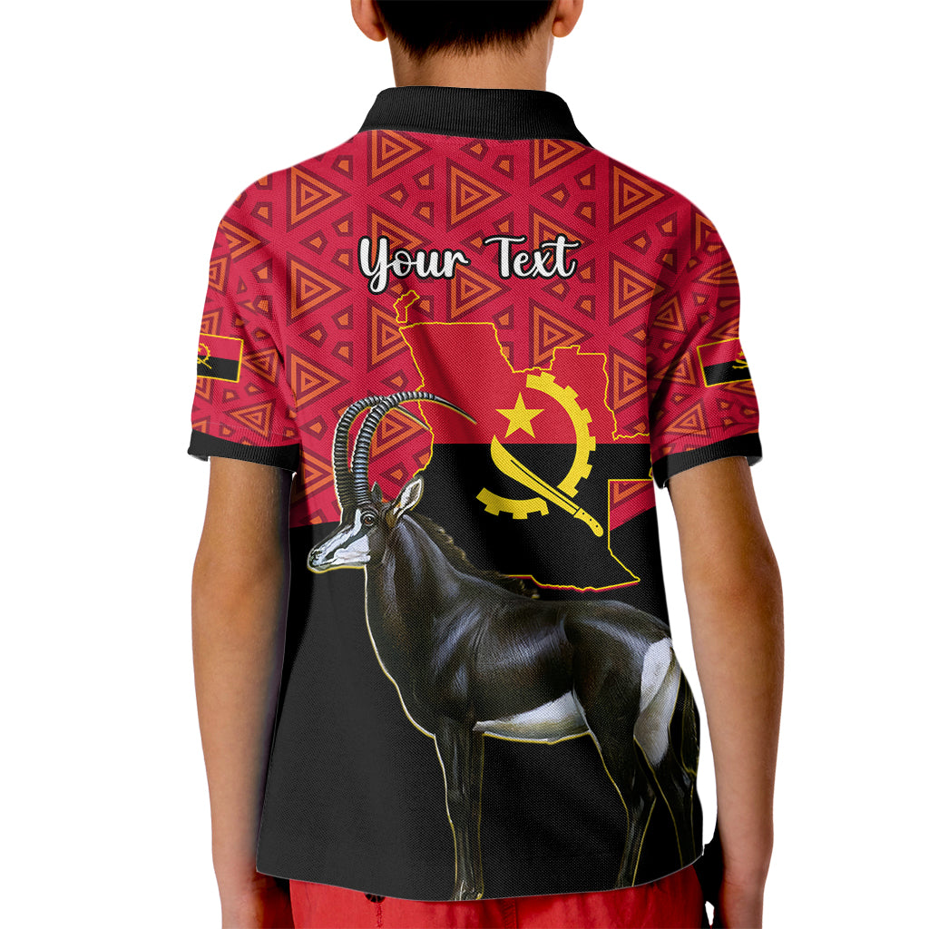 Personalised Angola Independence Day Kid Polo Shirt Angolan Samakaka With Giant Sable Antelope - Wonder Print Shop