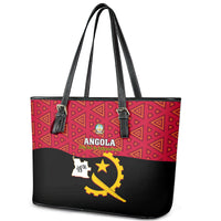 Personalised Angola Independence Day Leather Tote Bag Angolan Samakaka With Giant Sable Antelope - Wonder Print Shop