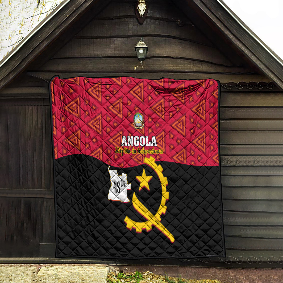 Personalised Angola Independence Day Quilt Angolan Samakaka With Giant Sable Antelope - Wonder Print Shop