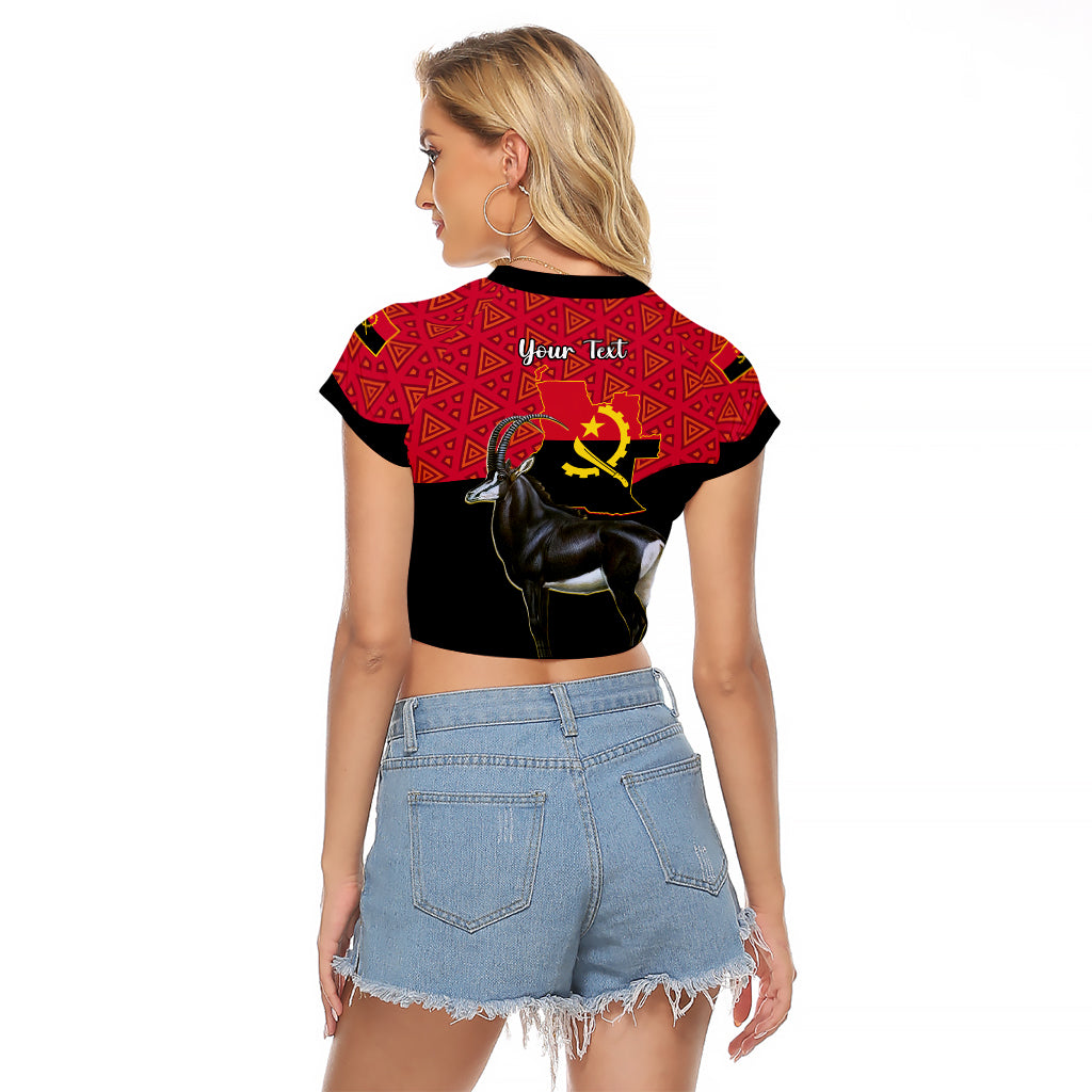 Personalised Angola Independence Day Raglan Cropped T Shirt Angolan Samakaka With Giant Sable Antelope - Wonder Print Shop
