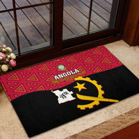 Personalised Angola Independence Day Rubber Doormat Angolan Samakaka With Giant Sable Antelope - Wonder Print Shop