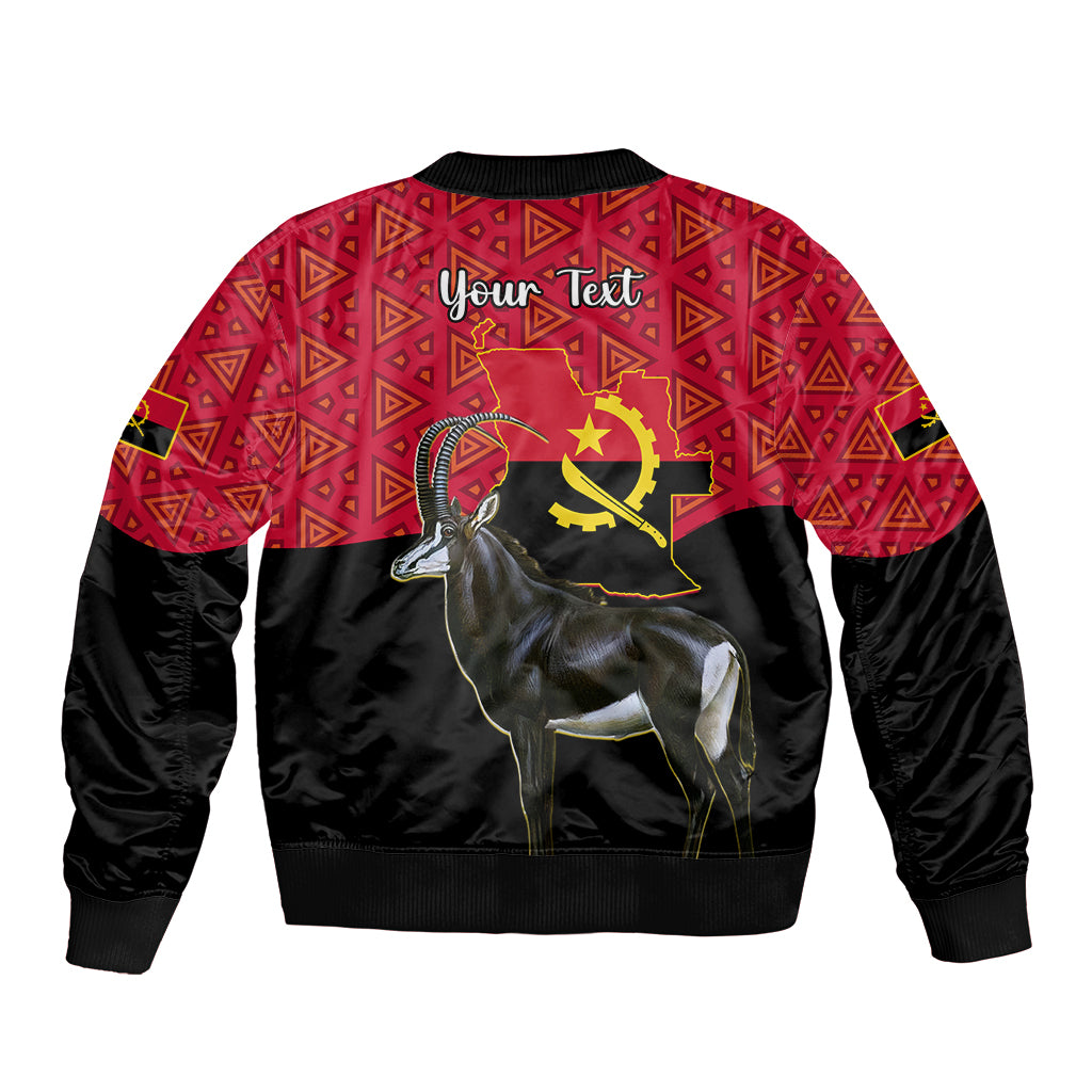 Personalised Angola Independence Day Sleeve Zip Bomber Jacket Angolan Samakaka With Giant Sable Antelope - Wonder Print Shop