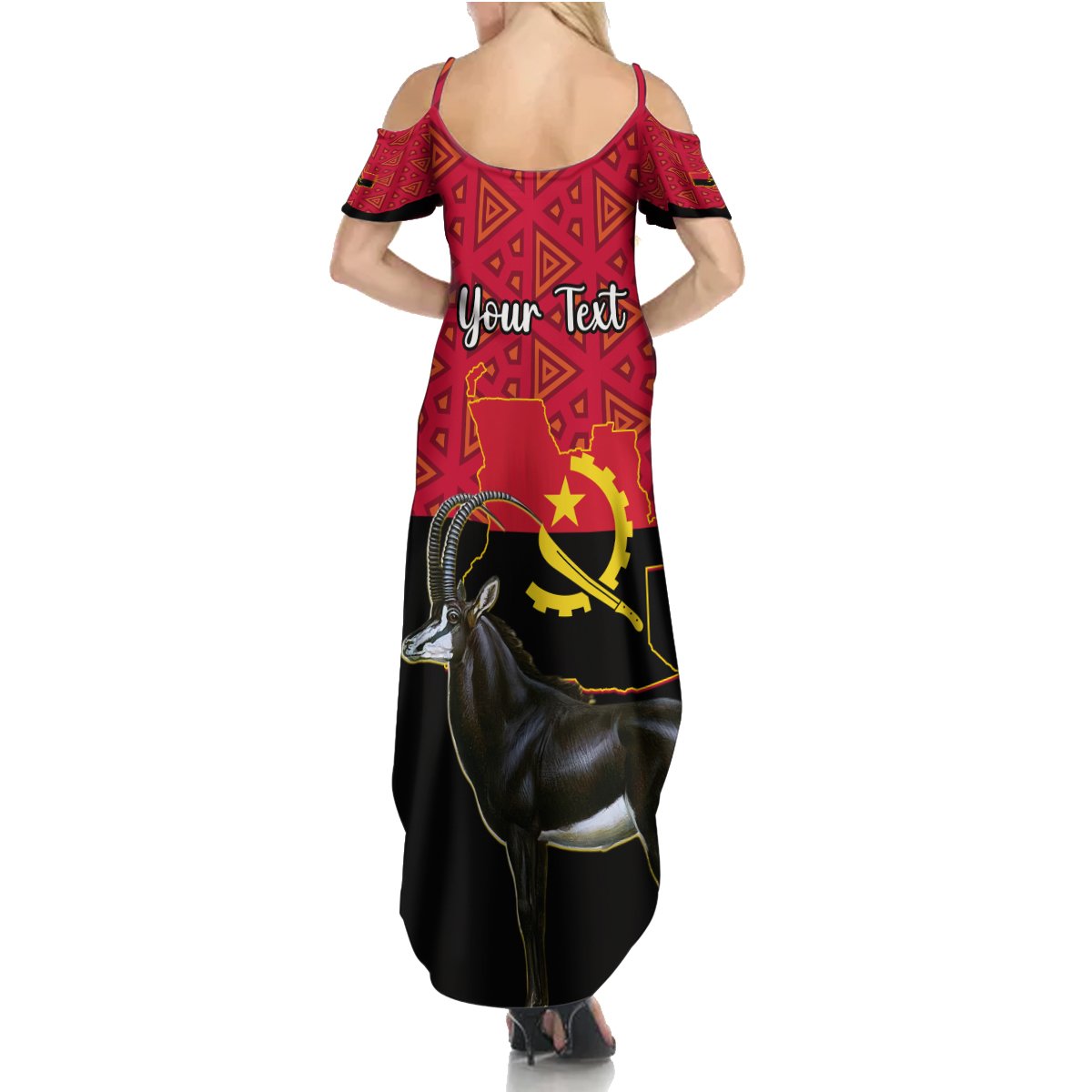 Personalised Angola Independence Day Summer Maxi Dress Angolan Samakaka With Giant Sable Antelope - Wonder Print Shop