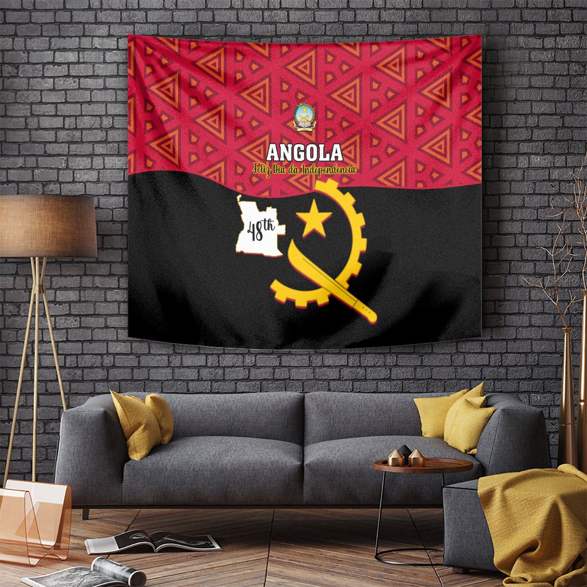 Personalised Angola Independence Day Tapestry Angolan Samakaka With Giant Sable Antelope - Wonder Print Shop