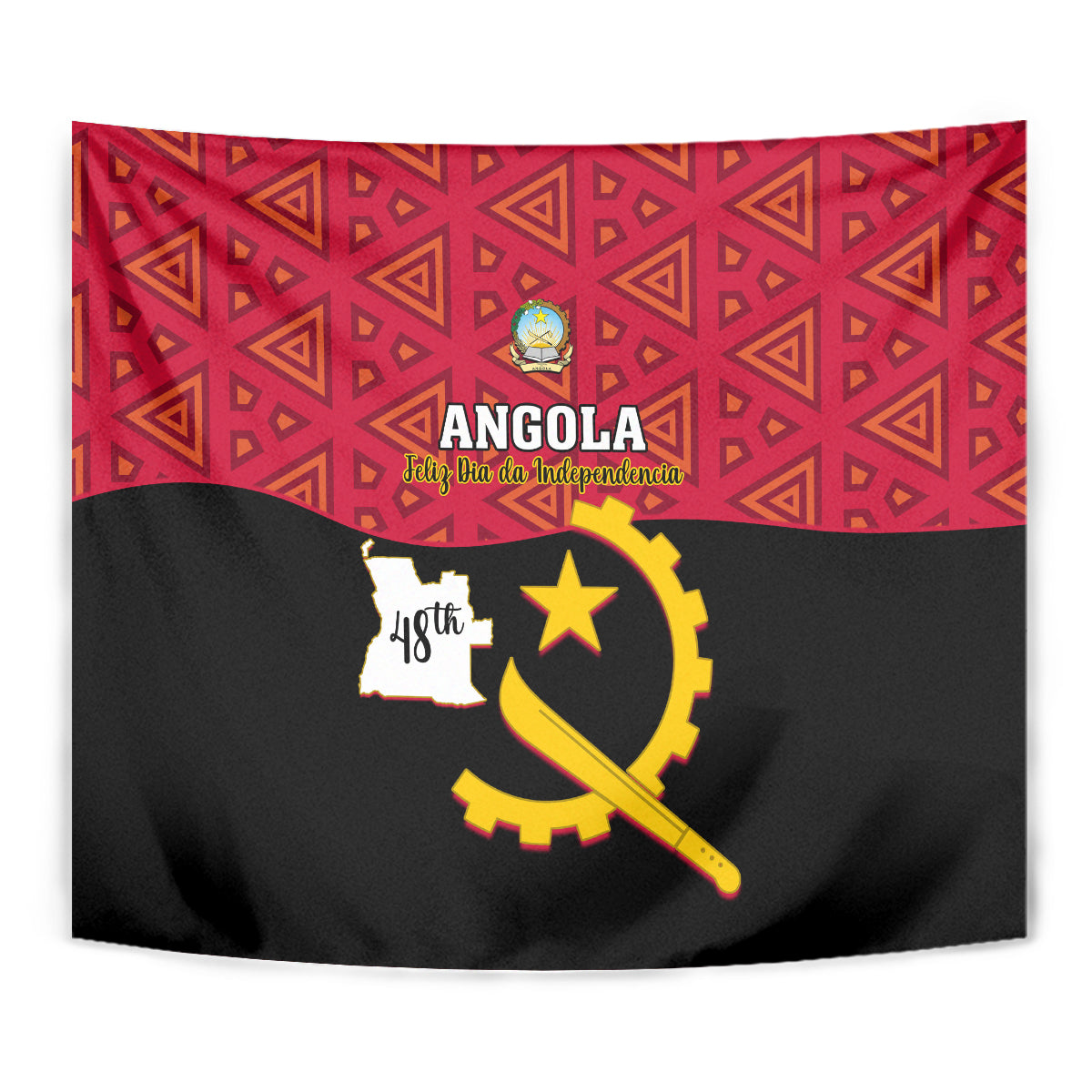 Personalised Angola Independence Day Tapestry Angolan Samakaka With Giant Sable Antelope - Wonder Print Shop