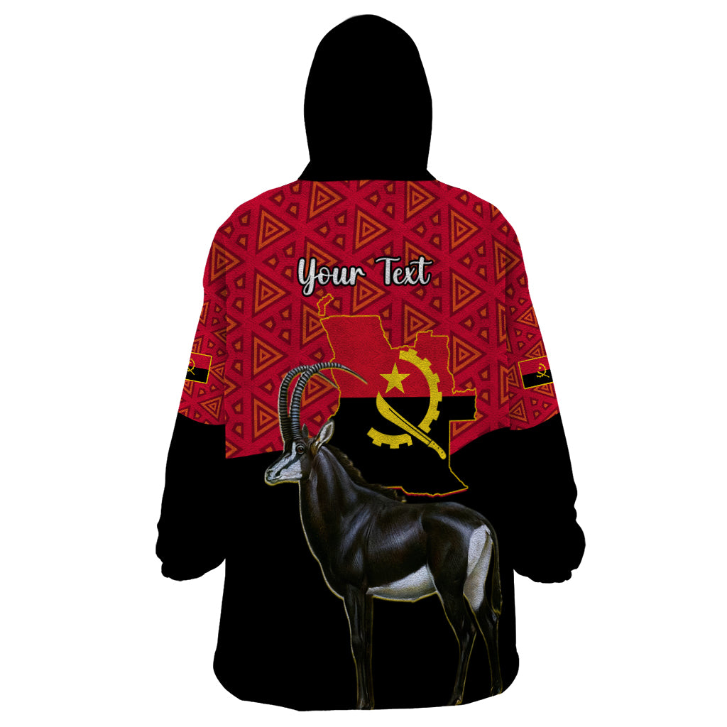 Personalised Angola Independence Day Wearable Blanket Hoodie Angolan Samakaka With Giant Sable Antelope - Wonder Print Shop