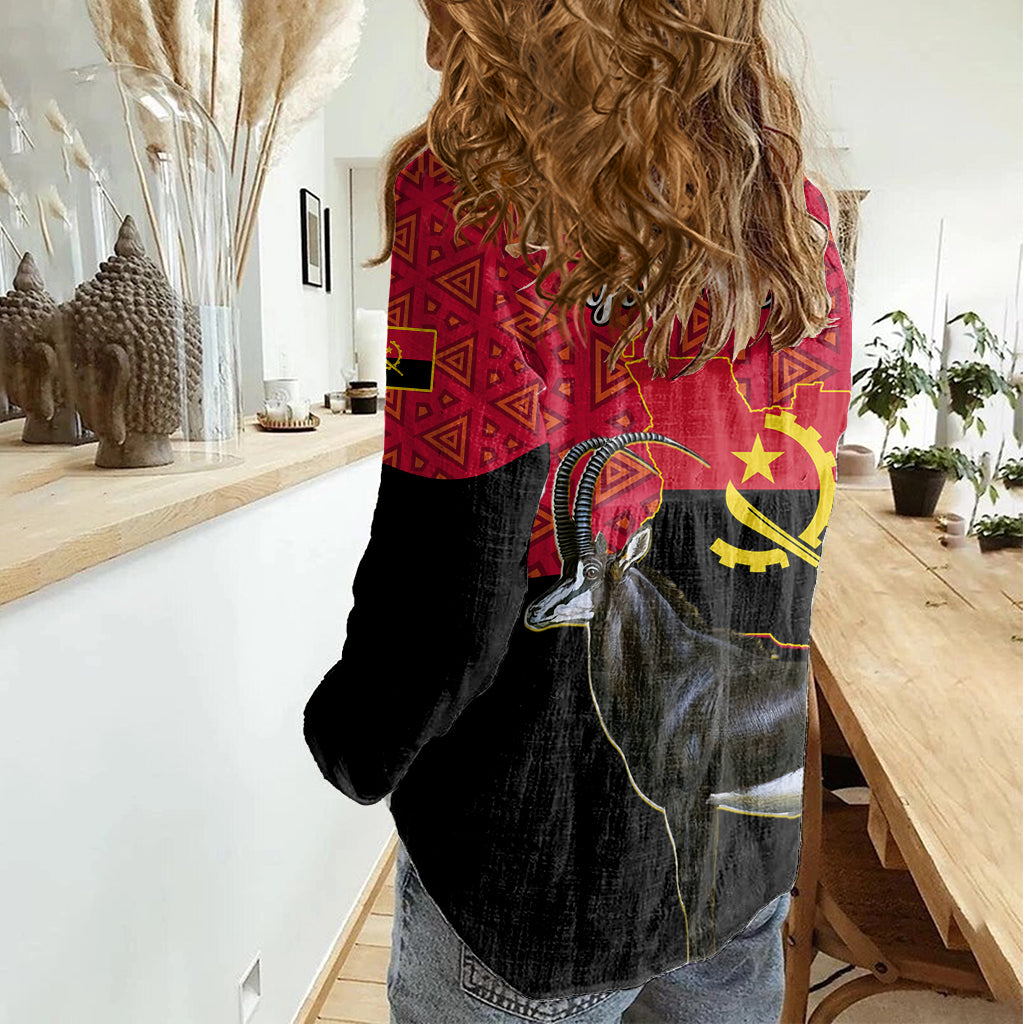 Personalised Angola Independence Day Women Casual Shirt Angolan Samakaka With Giant Sable Antelope - Wonder Print Shop