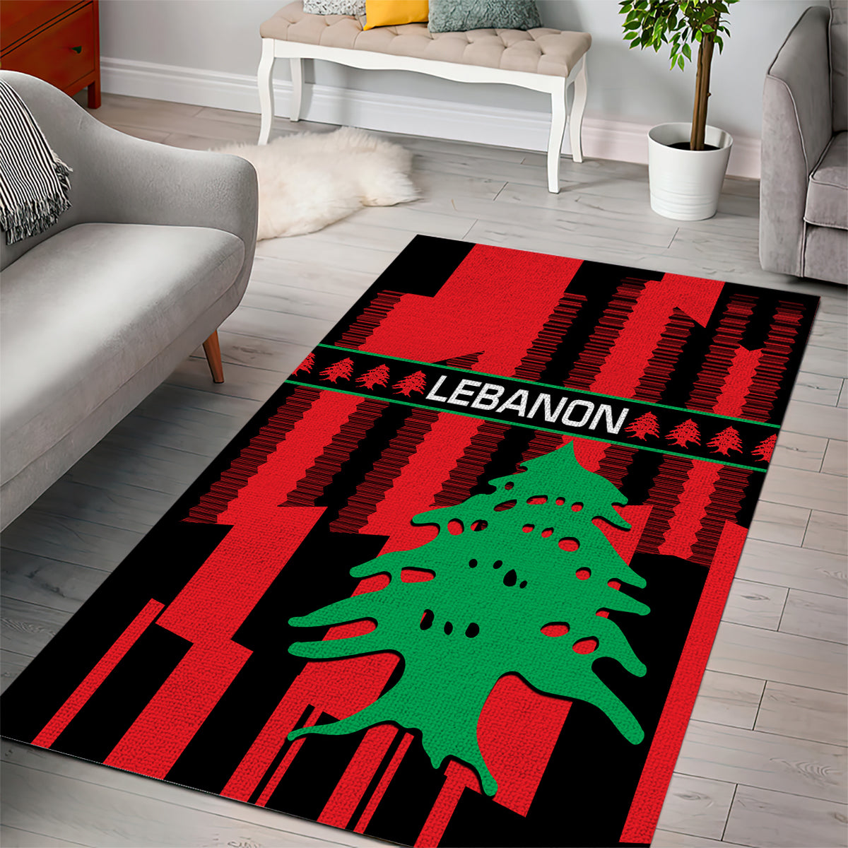 Personalised Lebanon Independence Day Area Rug Lebanese Cedar 80 Years Of Anniversary - Wonder Print Shop