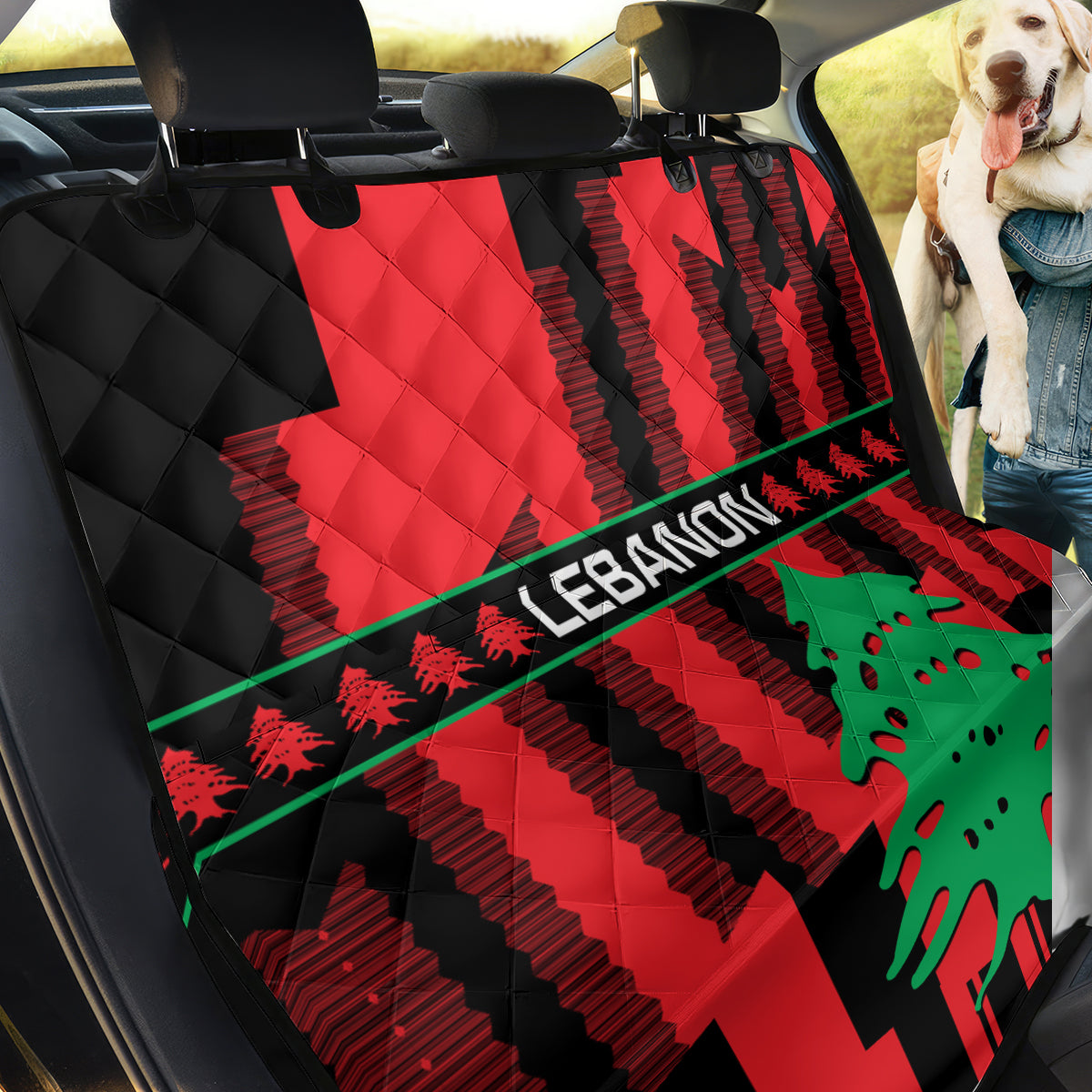 Personalised Lebanon Independence Day Back Car Seat Cover Lebanese Cedar 80 Years Of Anniversary - Wonder Print Shop