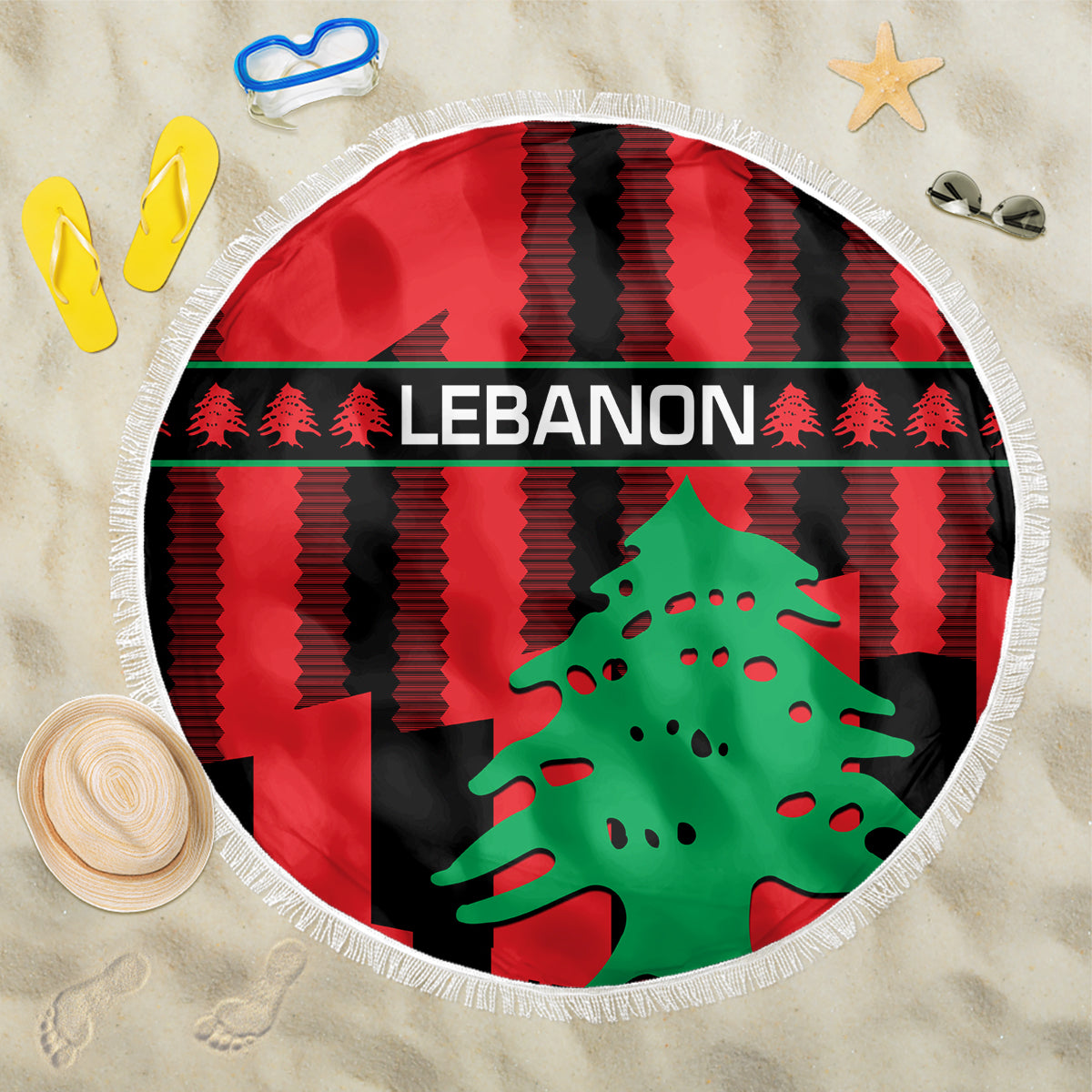Personalised Lebanon Independence Day Beach Blanket Lebanese Cedar 80 Years Of Anniversary - Wonder Print Shop