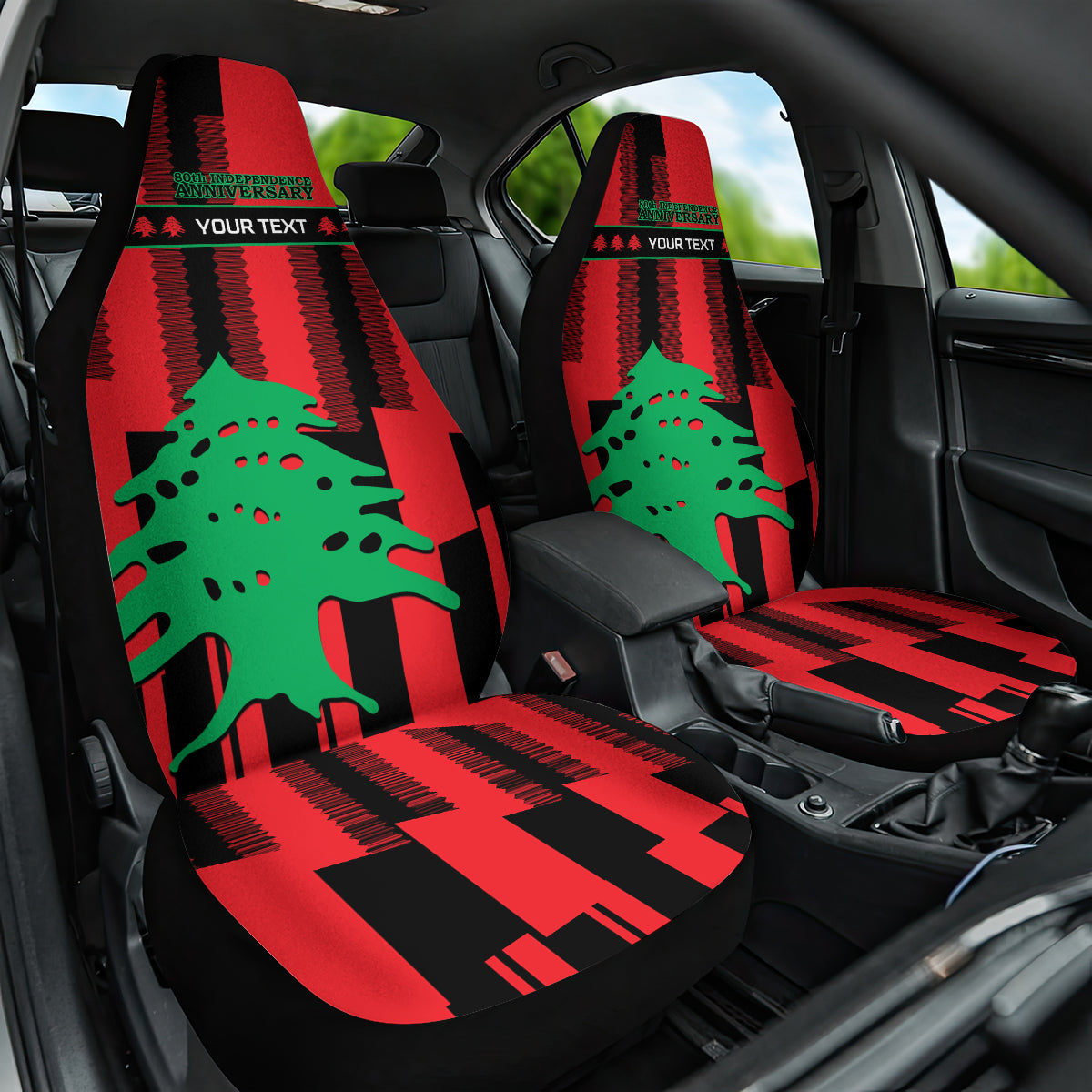Personalised Lebanon Independence Day Car Seat Cover Lebanese Cedar 80 Years Of Anniversary - Wonder Print Shop