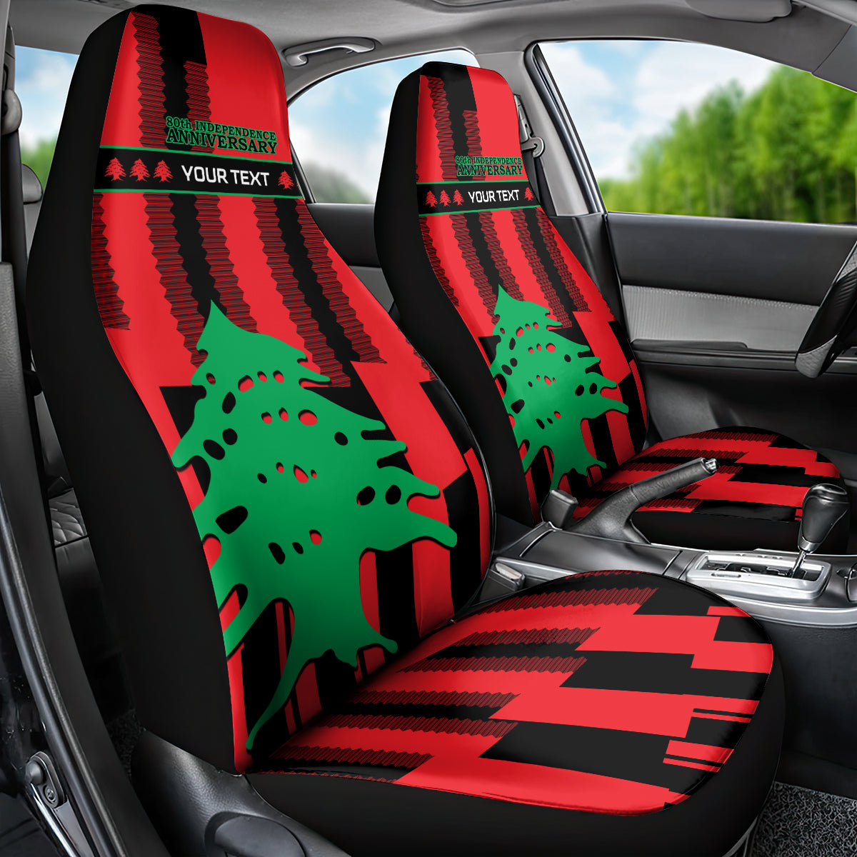 Personalised Lebanon Independence Day Car Seat Cover Lebanese Cedar 80 Years Of Anniversary - Wonder Print Shop