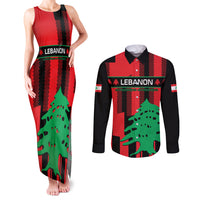 Personalised Lebanon Independence Day Couples Matching Tank Maxi Dress and Long Sleeve Button Shirts Lebanese Cedar 80 Years Of Anniversary - Wonder Print Shop