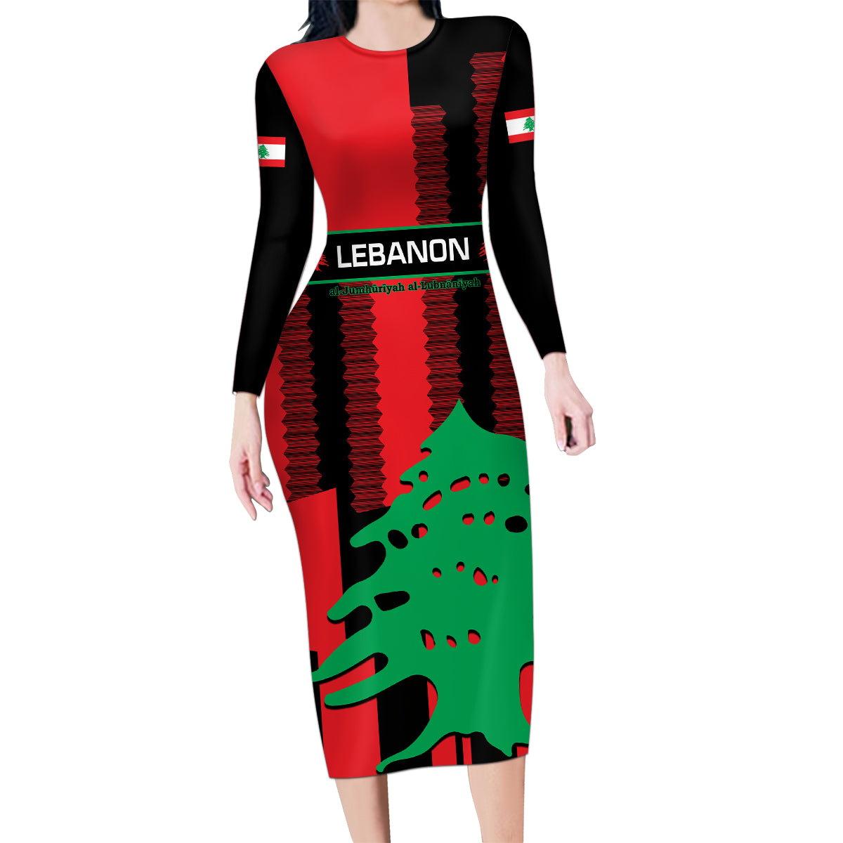 Personalised Lebanon Independence Day Family Matching Long Sleeve Bodycon Dress and Hawaiian Shirt Lebanese Cedar 80 Years Of Anniversary - Wonder Print Shop