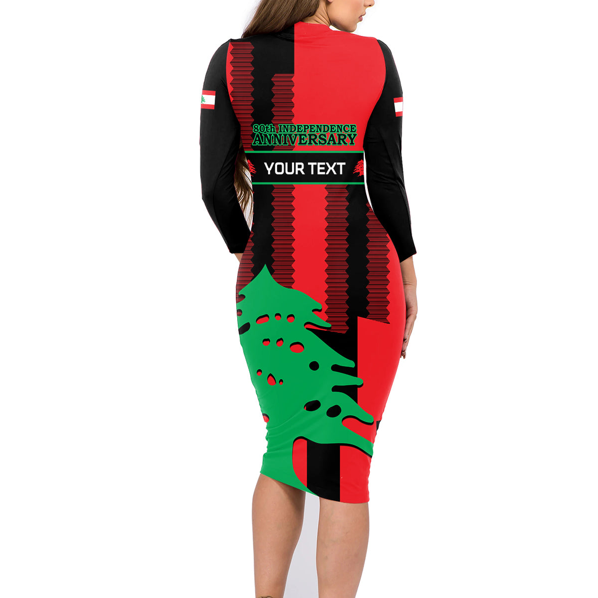 Personalised Lebanon Independence Day Family Matching Long Sleeve Bodycon Dress and Hawaiian Shirt Lebanese Cedar 80 Years Of Anniversary - Wonder Print Shop