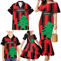Personalised Lebanon Independence Day Family Matching Mermaid Dress and Hawaiian Shirt Lebanese Cedar 80 Years Of Anniversary - Wonder Print Shop