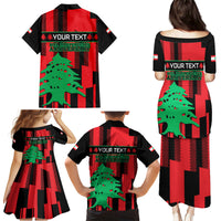 Personalised Lebanon Independence Day Family Matching Puletasi Dress and Hawaiian Shirt Lebanese Cedar 80 Years Of Anniversary - Wonder Print Shop