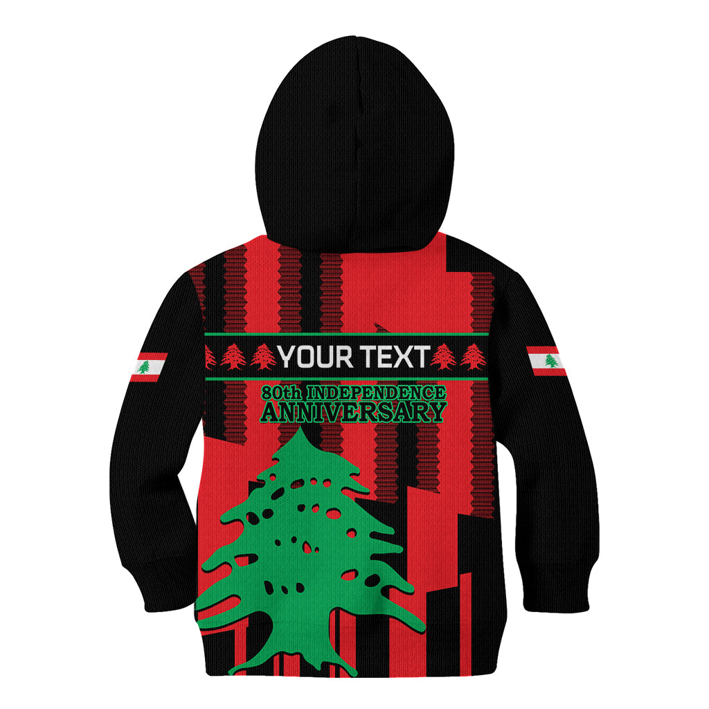 Personalised Lebanon Independence Day Kid Hoodie Lebanese Cedar 80 Years Of Anniversary - Wonder Print Shop