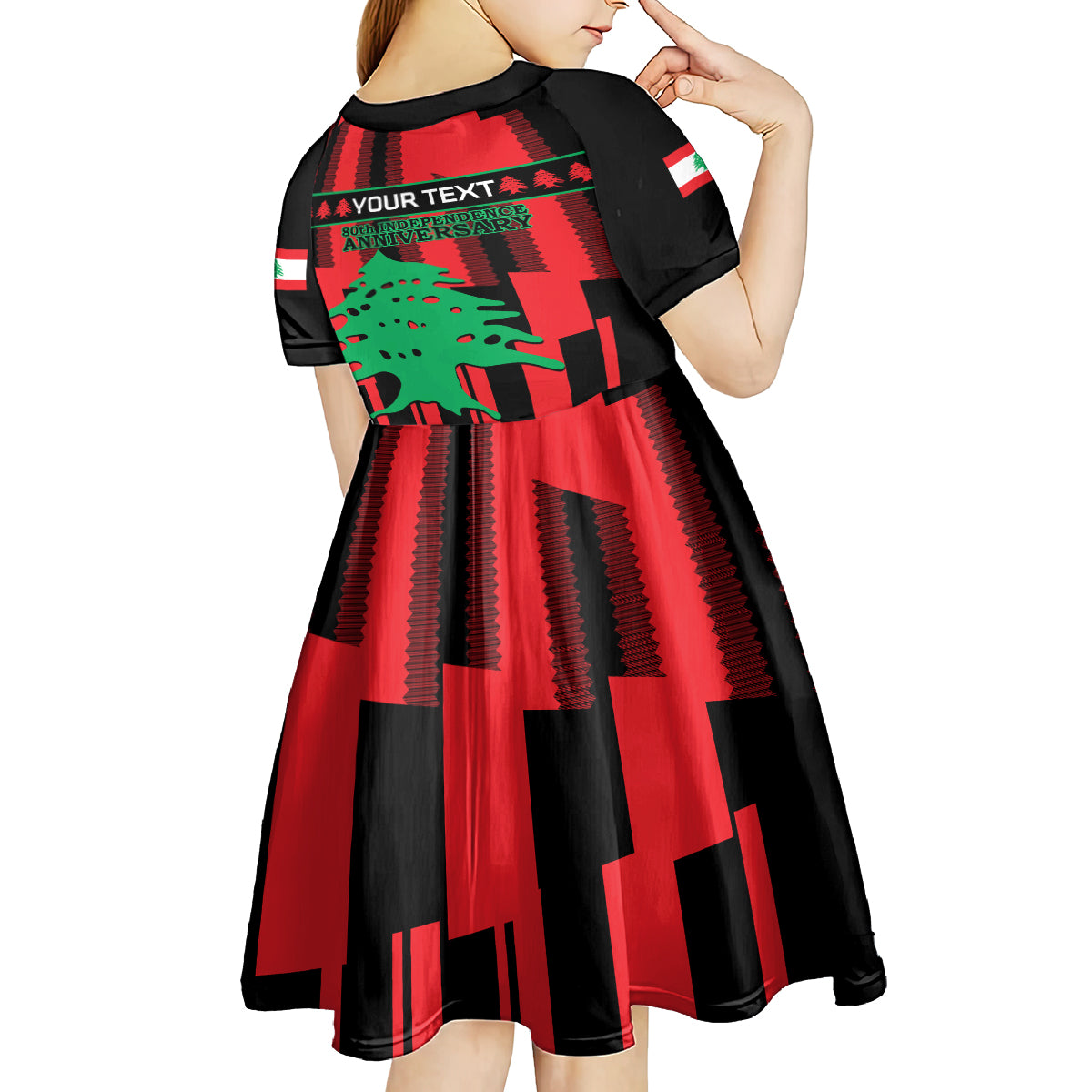 Personalised Lebanon Independence Day Kid Short Sleeve Dress Lebanese Cedar 80 Years Of Anniversary - Wonder Print Shop