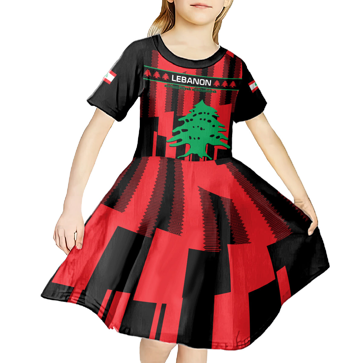 Personalised Lebanon Independence Day Kid Short Sleeve Dress Lebanese Cedar 80 Years Of Anniversary - Wonder Print Shop