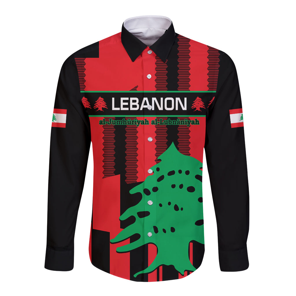 Personalised Lebanon Independence Day Long Sleeve Button Shirt Lebanese Cedar 80 Years Of Anniversary - Wonder Print Shop