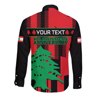 Personalised Lebanon Independence Day Long Sleeve Button Shirt Lebanese Cedar 80 Years Of Anniversary - Wonder Print Shop