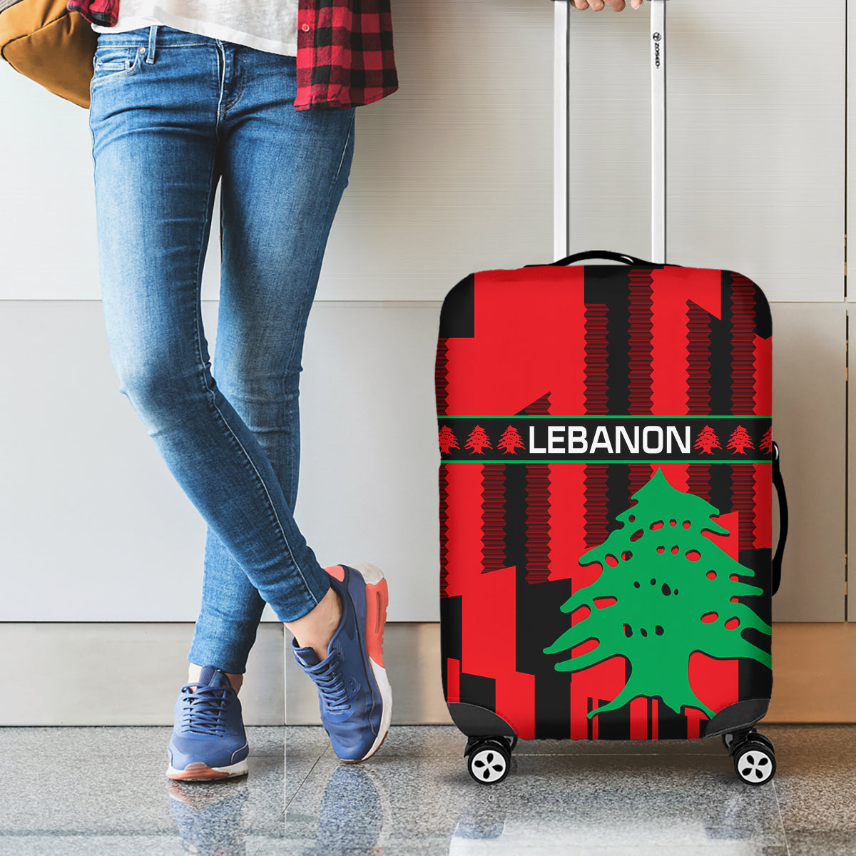 Personalised Lebanon Independence Day Luggage Cover Lebanese Cedar 80 Years Of Anniversary - Wonder Print Shop