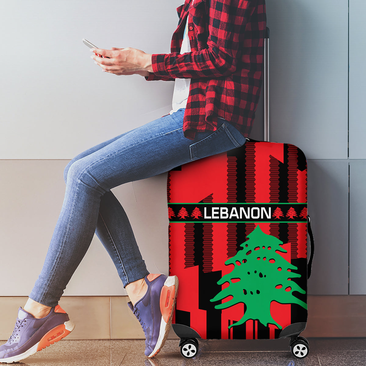 Personalised Lebanon Independence Day Luggage Cover Lebanese Cedar 80 Years Of Anniversary - Wonder Print Shop