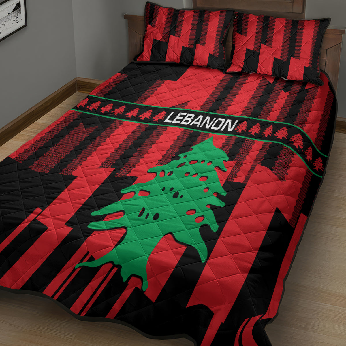 Personalised Lebanon Independence Day Quilt Bed Set Lebanese Cedar 80 Years Of Anniversary - Wonder Print Shop