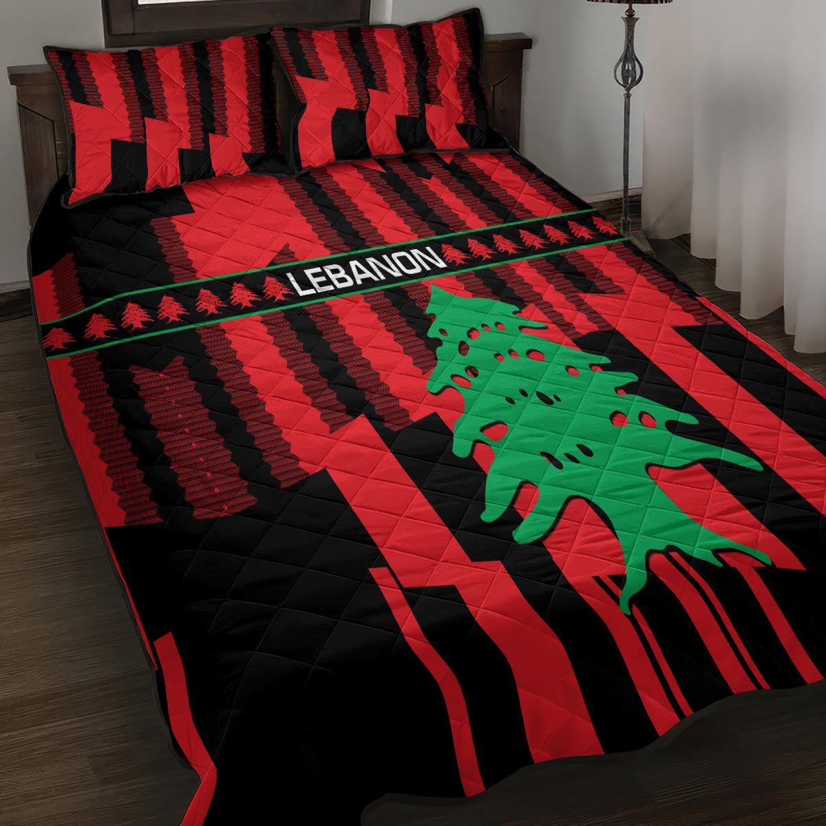 Personalised Lebanon Independence Day Quilt Bed Set Lebanese Cedar 80 Years Of Anniversary - Wonder Print Shop