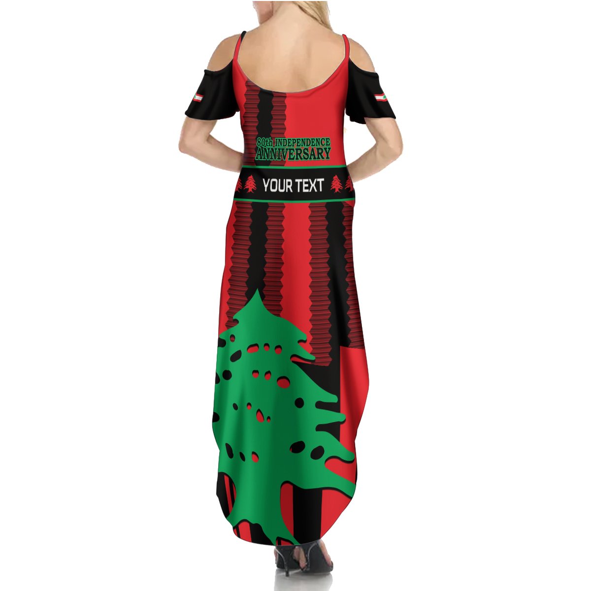 Personalised Lebanon Independence Day Summer Maxi Dress Lebanese Cedar 80 Years Of Anniversary - Wonder Print Shop