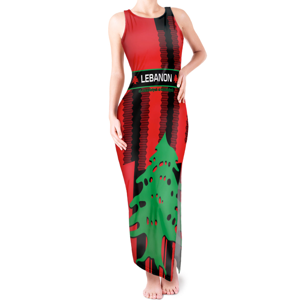 Personalised Lebanon Independence Day Tank Maxi Dress Lebanese Cedar 80 Years Of Anniversary - Wonder Print Shop