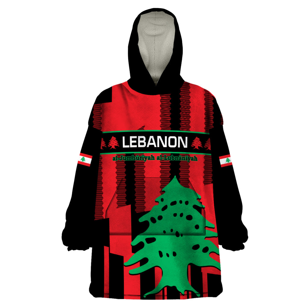 Personalised Lebanon Independence Day Wearable Blanket Hoodie Lebanese Cedar 80 Years Of Anniversary - Wonder Print Shop